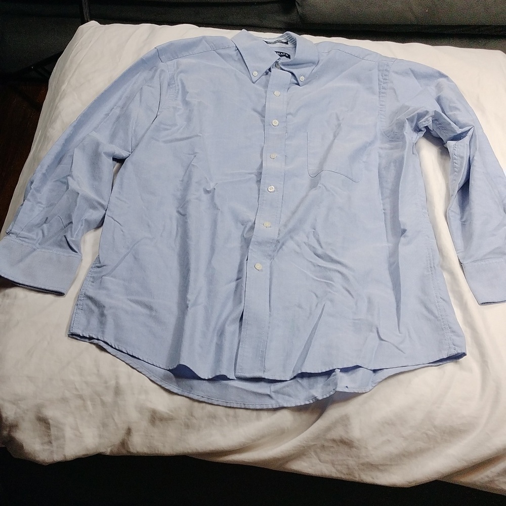 Chaps metallic blue men's long sleeve button down shirt size 16/16.5 (32/33)